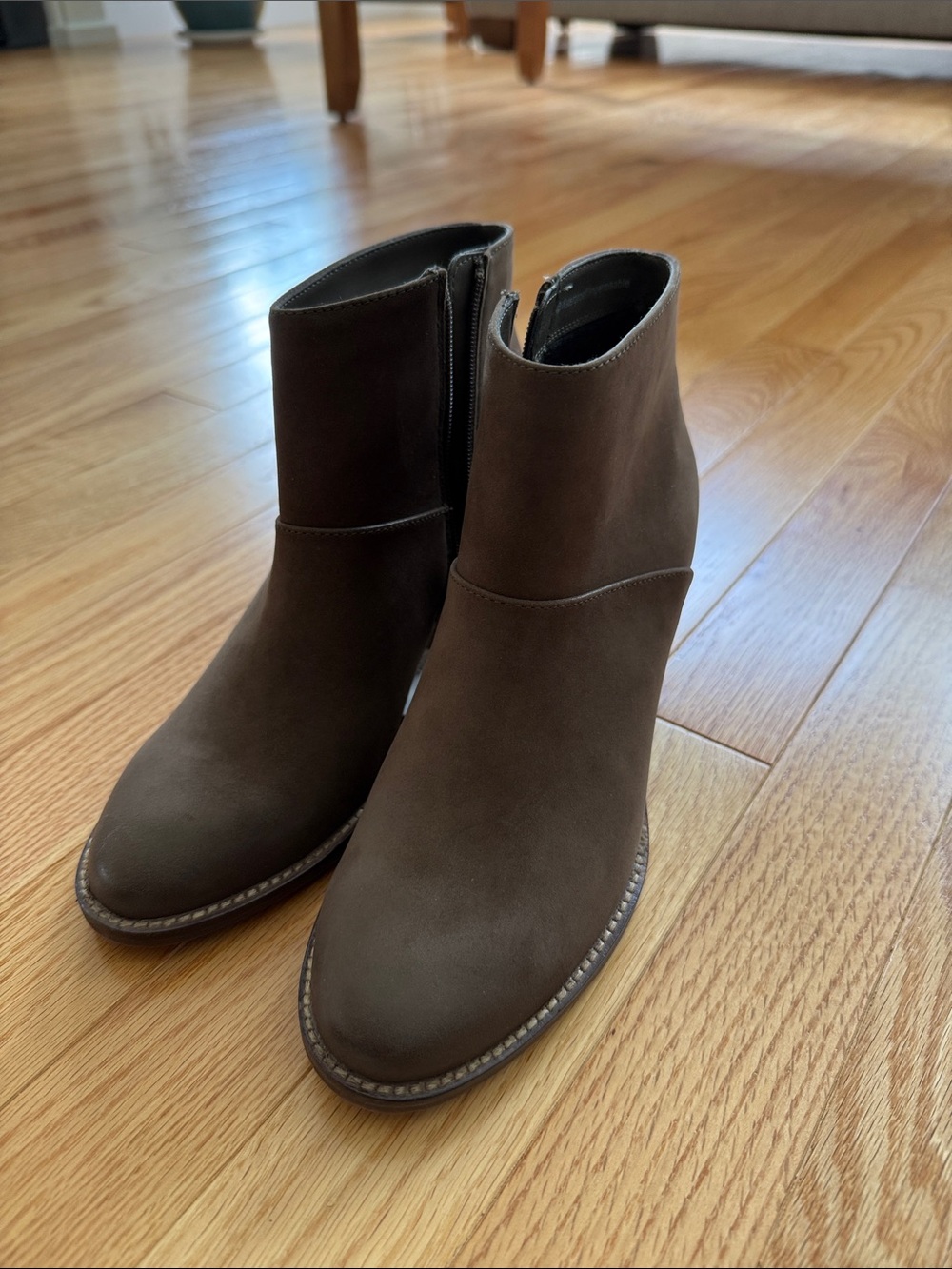 Women's Brown Suede Waterproof Ankle Boots - Classic Zip Side